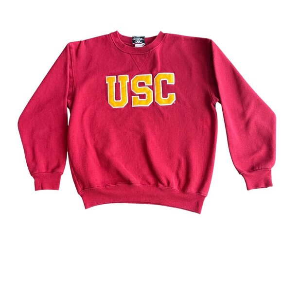 Vintage USC Crewneck Sweatshirt Red Yellow Logo By Wideworld Sportswear - Picture 1 of 4